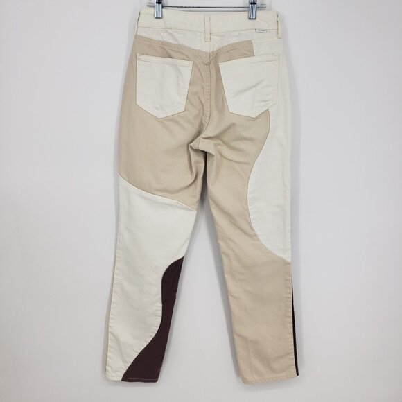 Pacsun Eco Paneled Mom Jeans 24 Womens Color Block Wave High Rise Cream Brown - Picture 3 of 10